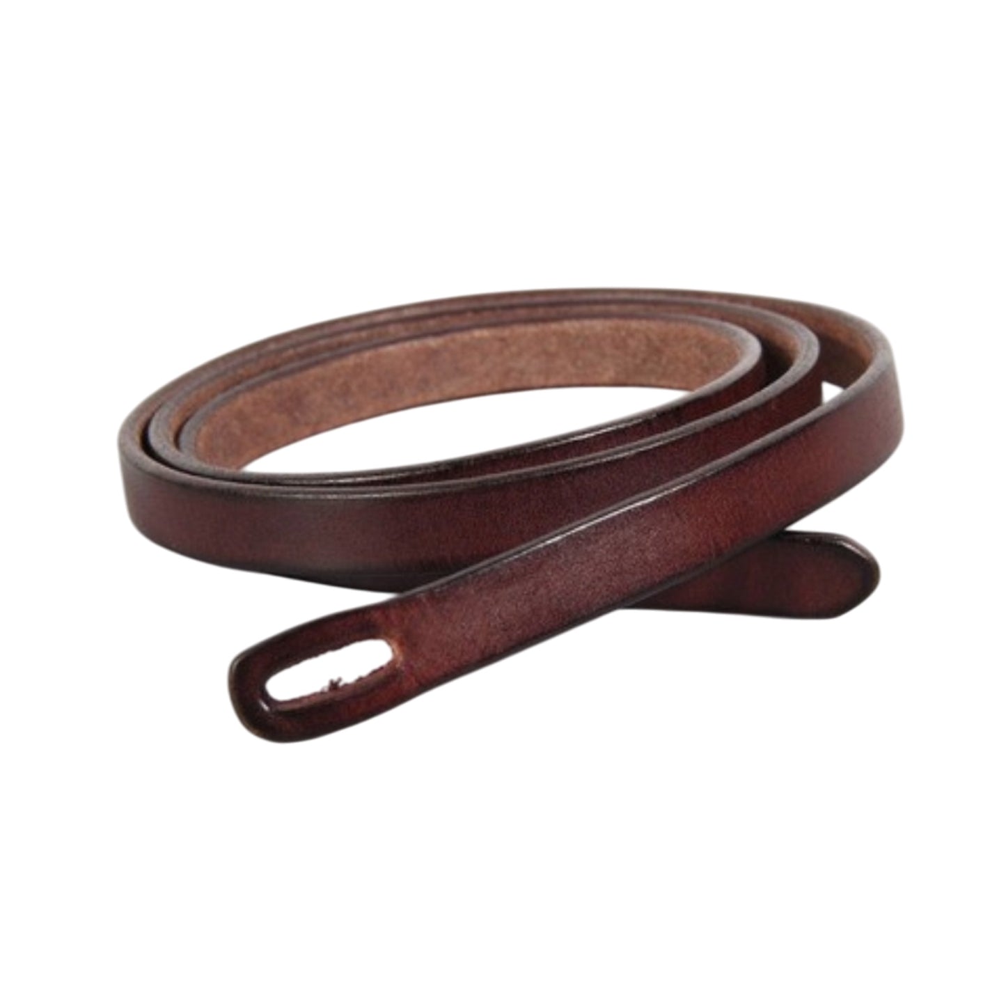 Brown leather belt on a white background