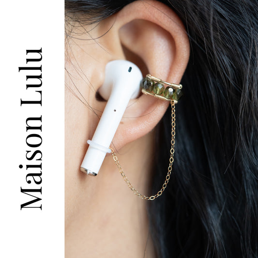 Minimalist Ear Cuff AirPods Chain | Handmade Wireless Safety Accessory