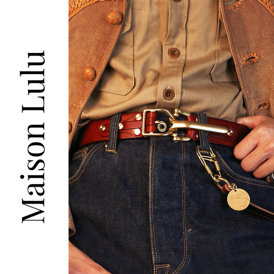 Handmade Littleton Cavalry Leather Belt for Men | American Vintage Brass Buckle