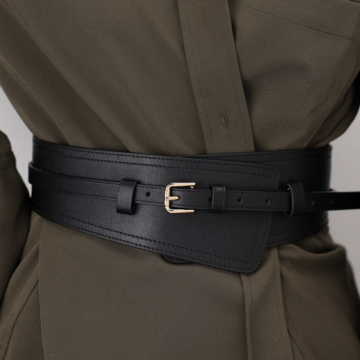 5913 Wide Waist Belt For Women Leather 2 In 1 Tunics, Vintage Full Micro Traders 2pcs Vintage Ladies Stretch Waist Belt Cinch  main image 4