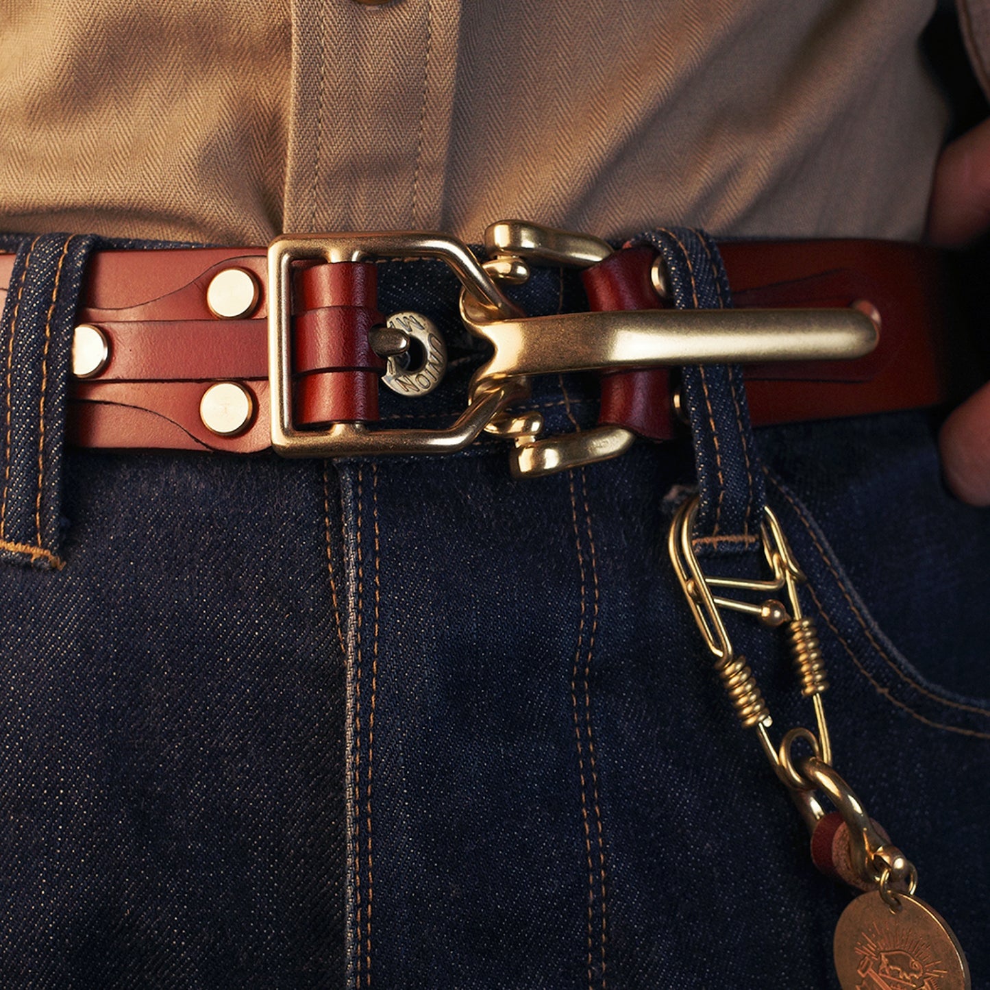 Handmade Littleton Cavalry Leather Belt for Men | American Vintage Brass Buckle