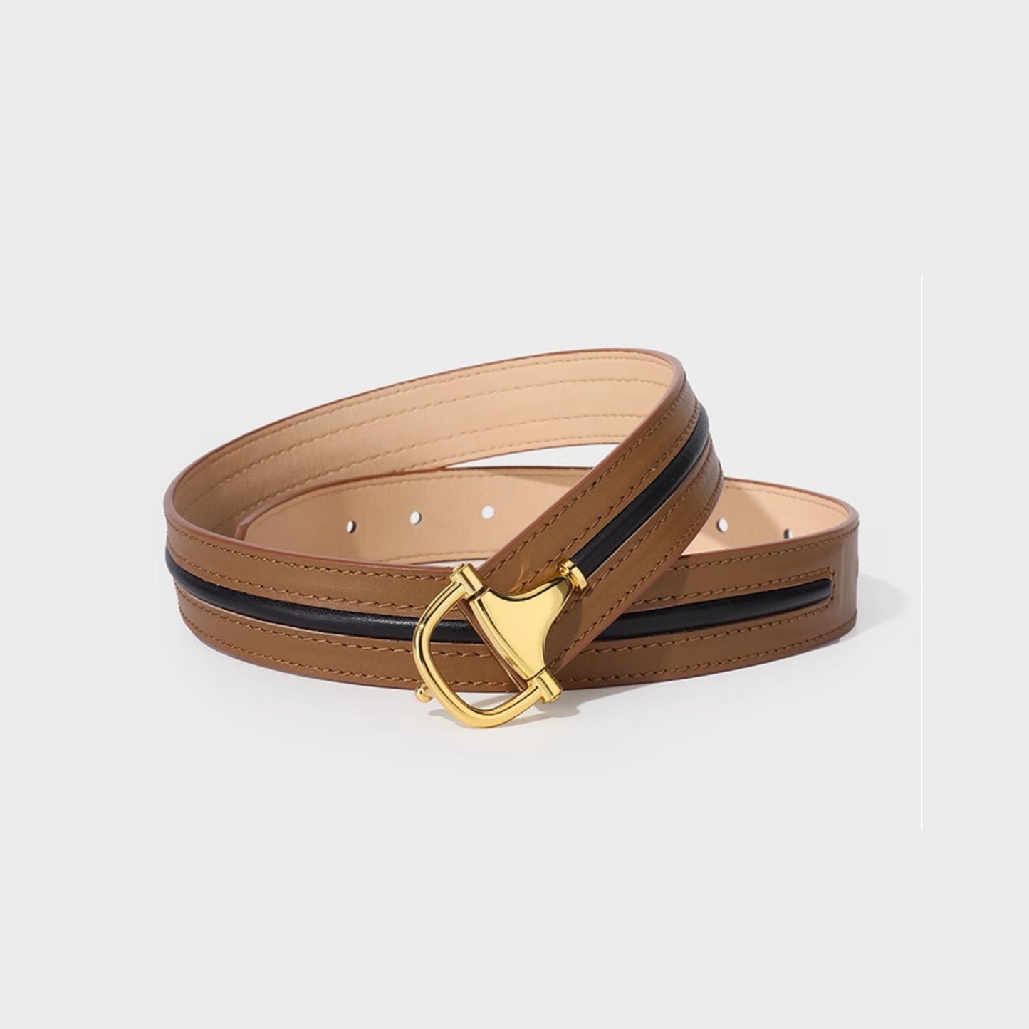 Vintage French Minimalist Leather Belt for Women | Full-Grain Cowhide | Maison Lulu