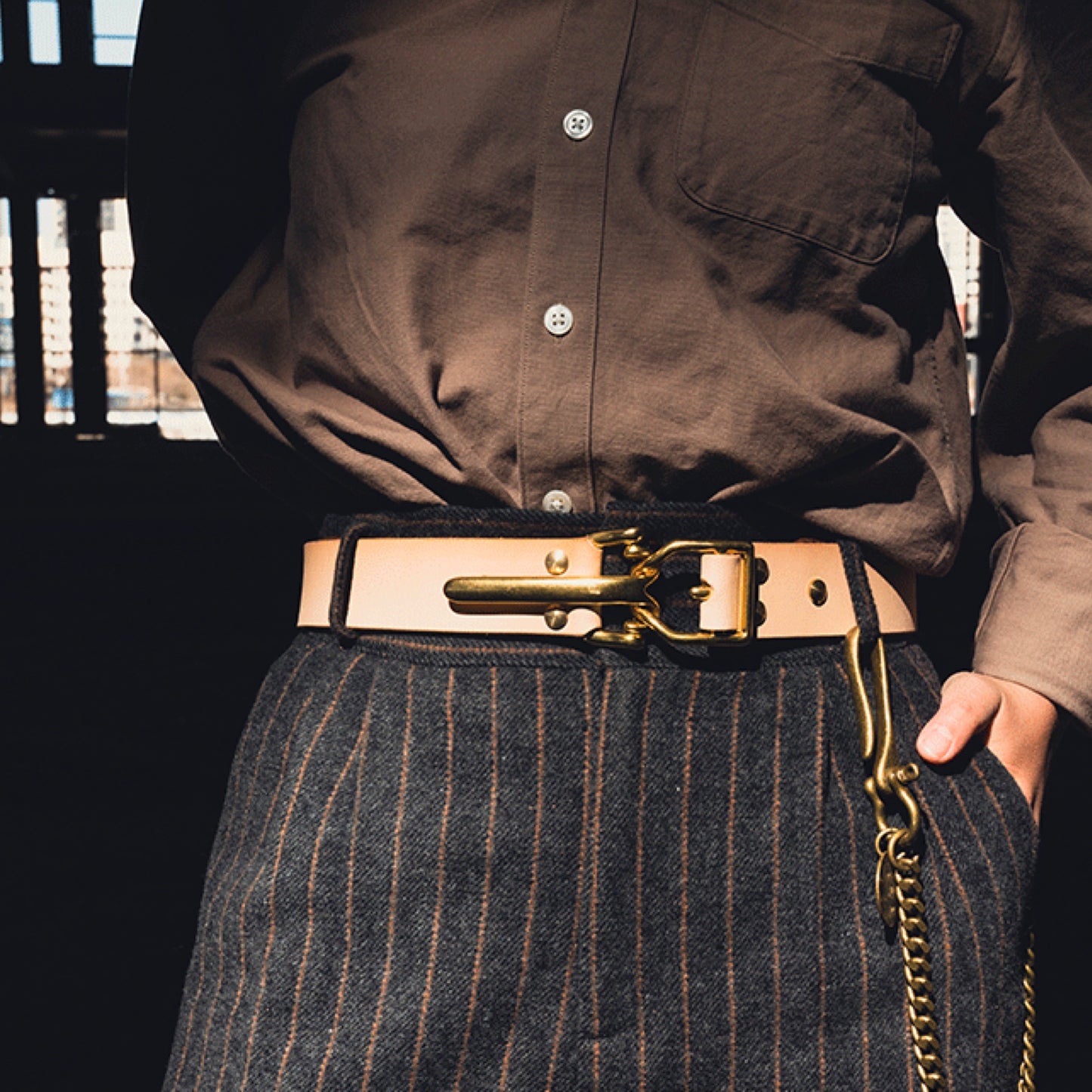 Handmade Littleton Cavalry Leather Belt for Men | American Vintage Brass Buckle