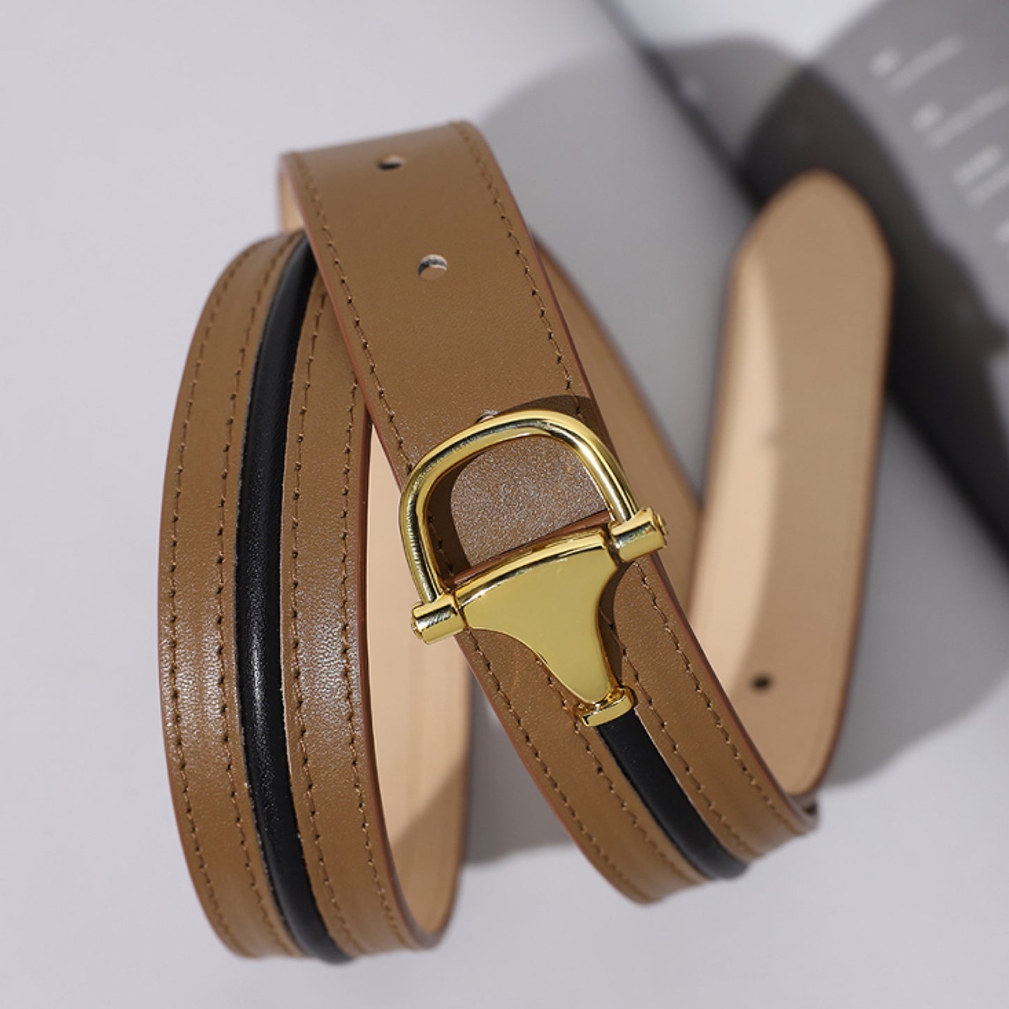 Vintage French Minimalist Leather Belt for Women | Full-Grain Cowhide | Maison Lulu