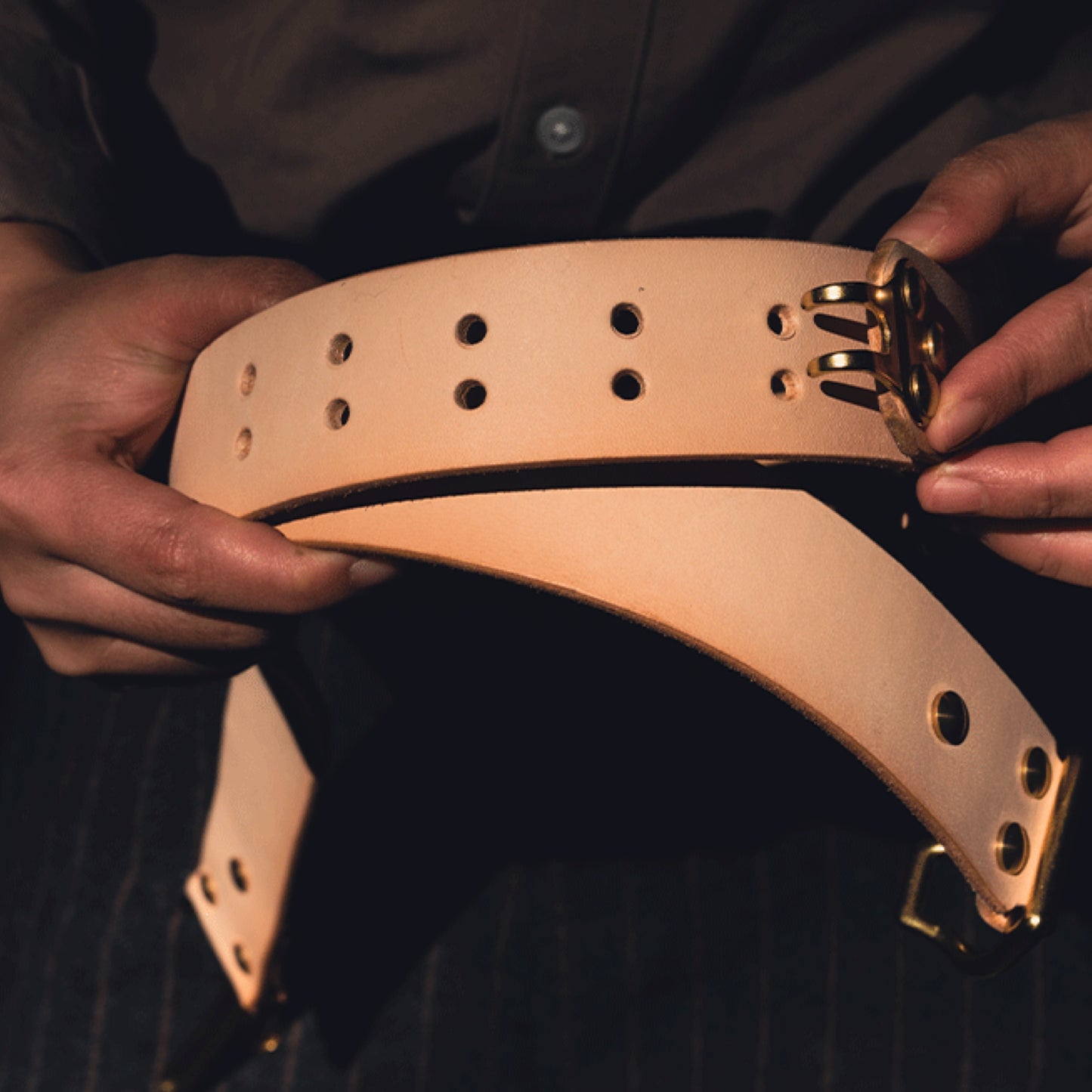 Handmade Littleton Cavalry Leather Belt for Men | American Vintage Brass Buckle