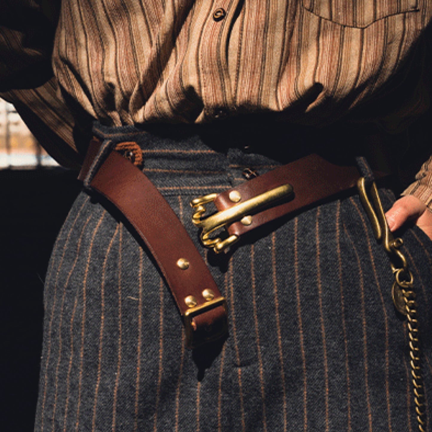 Handmade Littleton Cavalry Leather Belt for Men | American Vintage Brass Buckle