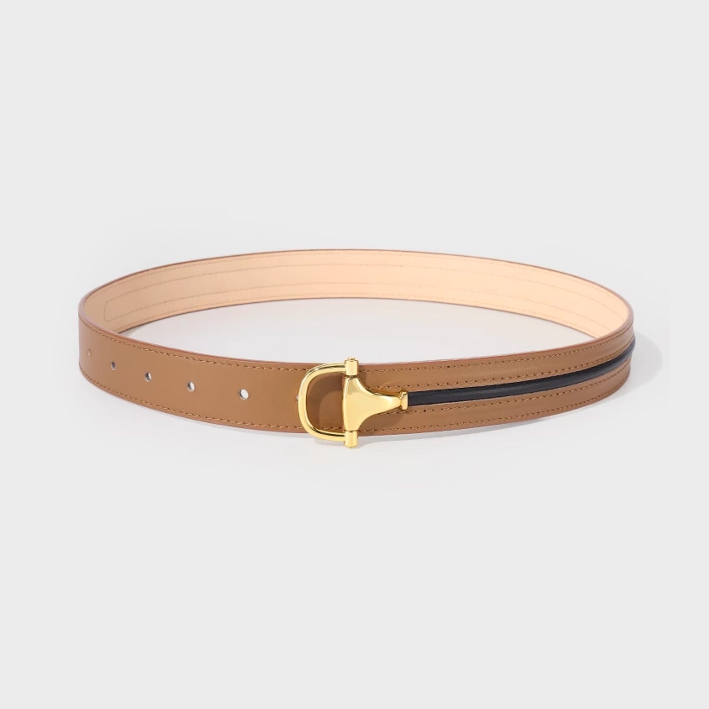 Vintage French Minimalist Leather Belt for Women | Full-Grain Cowhide | Maison Lulu